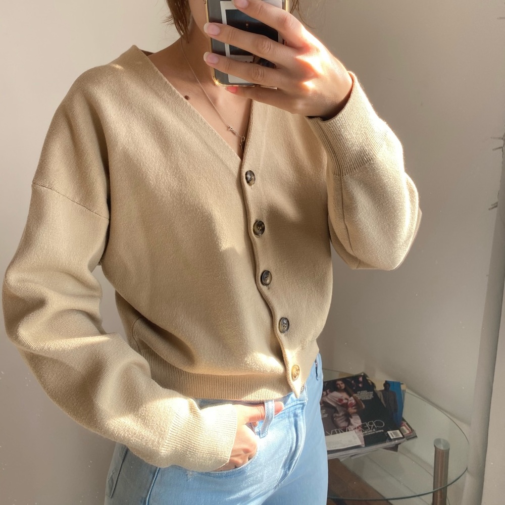 And otherstories tan cardigan.